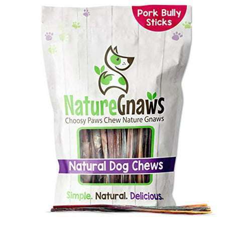 Nature Gnaws Extra Thin Pork Bully Sticks for Dogs - Premium Natural Bones - Long Lasting Dog Chew Treats for Small Dogs & Puppies - Rawhide Free