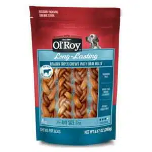 Ol Roy Braided Bully Stick for Dogs 9.17 oz. (4 Count)