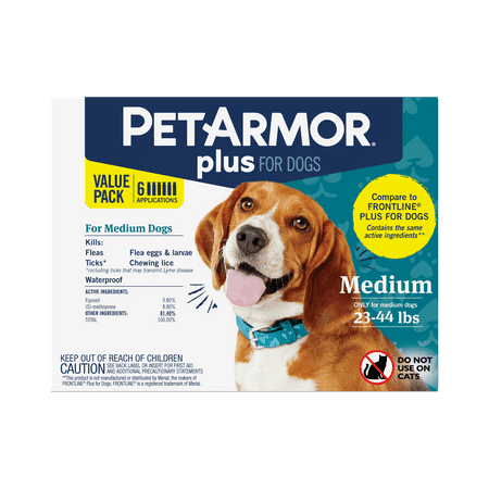 PETARMOR Plus for Medium Dogs 23-44 lbs Flea & Tick Prevention for Dogs 6-Month Supply