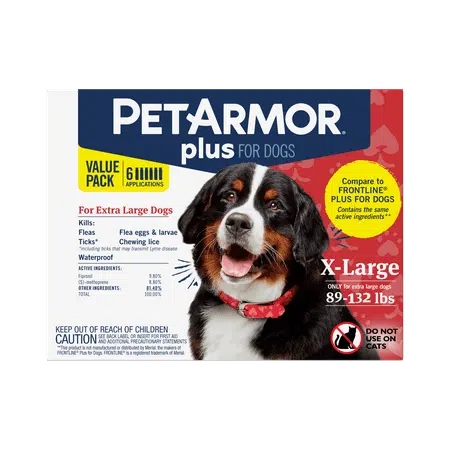 PETARMOR Plus for X-Large Dogs 89-132 lbs Flea & Tick Prevention for Dogs 6-Month Supply