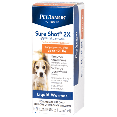PetArmor Sure Shot 2X Liquid Wormer for Dogs up to 120 lbs 2 fl oz
