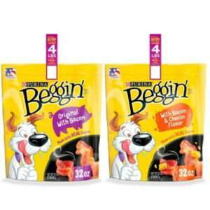 Purina Beggin Strips Real Meat Dog Treats Variety Pack Bacon With Bacon & Cheese Flavors - (2) 32 oz. Pouches
