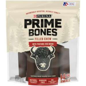 Purina Prime Bones Natural Small Dog Treats Filled Chew With Pasture-Fed Bison 14 Ct. Pouch