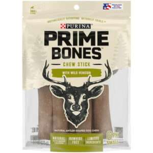 Purina Prime Bones Wild Venison Chew Stick Treats for Dogs 9.7 oz Pouch