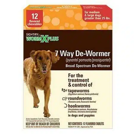 SENTRY Worm X Plus 7 Way DeWormer Large Dogs 12 count