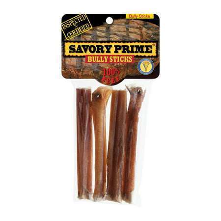 Savory Prime Bully Sticks Beef Grain Free Treats For Dog 5 in. 4 pk
