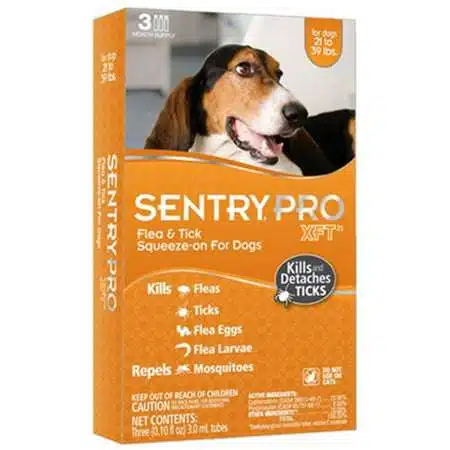 Sentry 01844 Flea & Tick Squeeze-On For Dogs 21-39 lbs.
