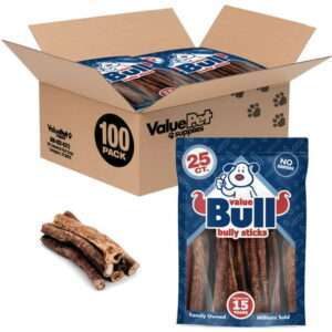 ValueBull Bully Sticks for Dogs Thick 5-6 Inch Varied Shapes 100 Count