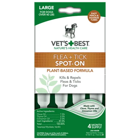 Vet s Best Flea and Tick Spot-on Drops Topical Treatment for Dogs USA Made