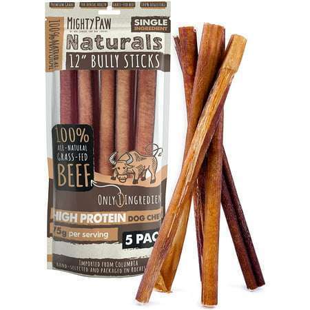 YELDGFTL Naturals Bully Sticks | All-Natural Protein-Rich Dog Chews From Grass-Fed Beef. Single-Ingredient Odor Free Pet Treat For Dental Health. Keeps Chewers Busy