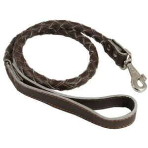 4-thong Round Fully Braided Genuine Leather Dog Leash 43 Long 1 Wide Cane Corso Mastiff Great Dane
