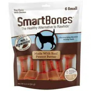 6 count SmartBones Small Chicken and Peanut Butter Bones Rawhide Free Dog Chew