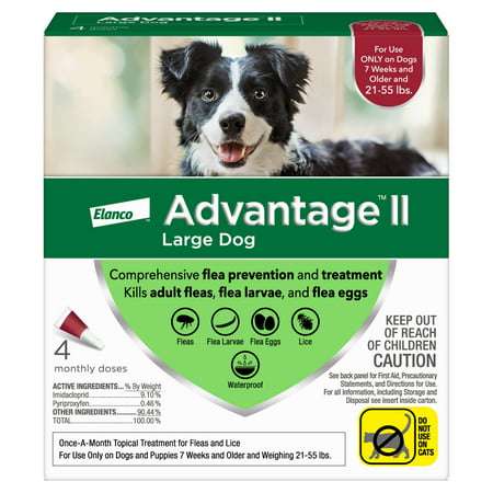 Advantage II Vet-Recommended Flea Prevention for Large Dogs 21-55 lbs 4 Monthly Treatments