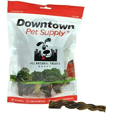 Downtown Pet Supply - Braided Bully Sticks Dog Treats - Dog Dental Treats & Rawhide Free Dog Chews - Joint Support Protein Vitamins & Minerals - Grass-Fed Beef Sticks - 5 - 3 Pack