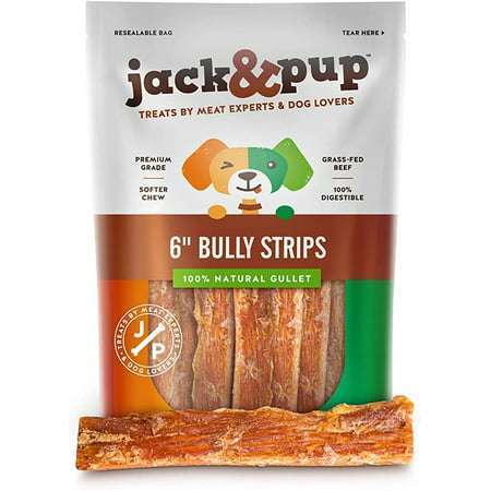 Jack & Pup All Natural Bully Stick Strips For Dogs 10 Pack
