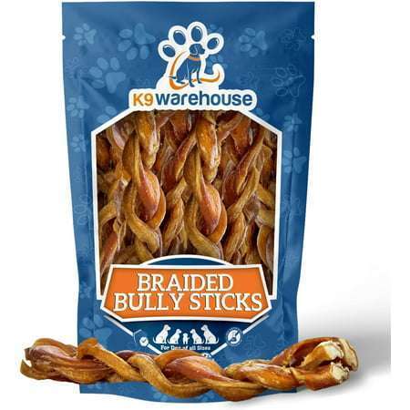 K9warehouse Braided Bully Sticks For Dogs - 6 Inch (12 Count)