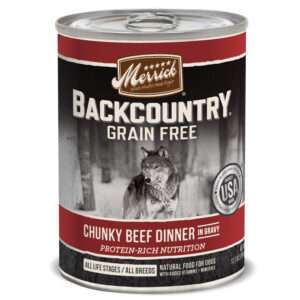 Merrick Backcountry Chunky Beef Dinner Dog Food | 12.7 oz - 12 pk