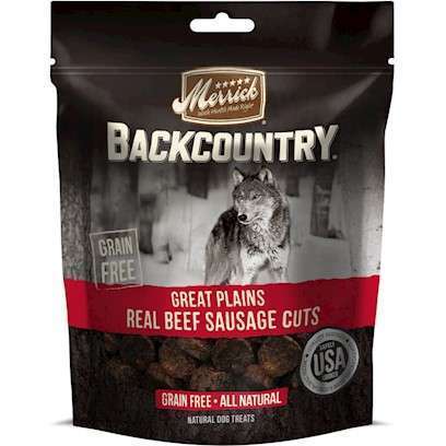 Merrick Backcountry Great Plains Grain Free Real Beef Sausage Cuts Dog Treats 5-oz