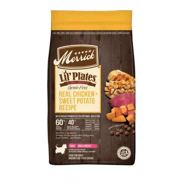 Merrick Lil Plates Small Breed Dog Food Grain Free Real Chicken & Sweet Potato Recipe Small Dog Food - 12 lb Bag