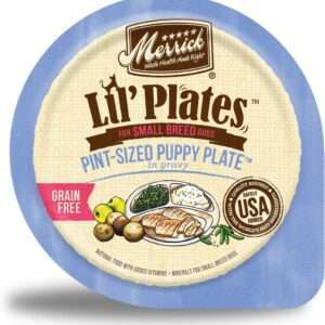 Merrick Lil' Plates Small Breed Grain Free Pint Size Puppy Plate in Gravy Dog Food Tray - 3.5 oz, case of 12