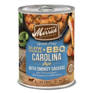 Merrick Slow Cooked Bbq Carolina Style Sausage Recipe Dog Food | 12.7 oz - 12 pk