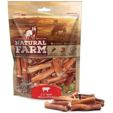 Natural Farm Bully Stick Bites for Dogs 2-3 Inches 1 Pound Pack