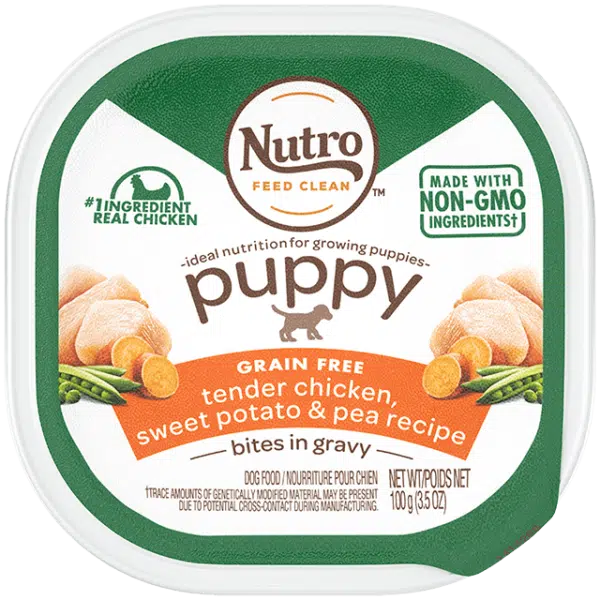 Nutro Puppy Tender Chicken & Rice Recipe Cuts In Gravy Dog Food Trays - 3.5 oz, case of 24