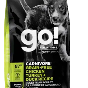 Petcurean GO! Solutions Carnivore Grain Free Chicken, Turkey, & Duck Recipe Puppy Dry Dog Food - 12 lb Bag