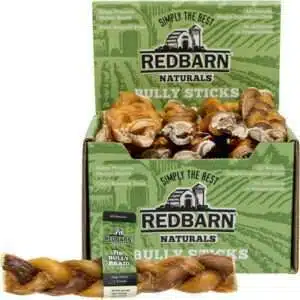 Redbarn 7 Braided Bully Sticks For Dogs. Natural Grain-Free Highly Palatable Long-Lasting Dental Chews Sourced From Free-Range Grass-Fed Cattle (20 Sticks)