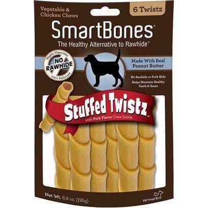 SmartBones Stuffed Twistz Peanut Butter Chew Dog treats 6 pack