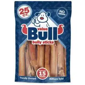 ValueBull Bully Sticks for Dogs Jumbo 5-6 Inch Varied Shapes 25 Count