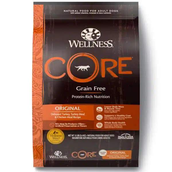 Wellness Core Grain Free Original Turkey, Turkey Meal & Chicken Meal Recipe Dog Food | 12 lb