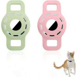 2 Pcs Airtag Case for Dog Collar Anti-Scratch Silicone Airtag Dog Collar Holder GPS Tracker Case Compatible with Apple Airtag Protective Case for Pet Collar