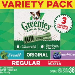 Greenies Regular Chews Flavored with Spearmint & Blueberry Dog Treat - 36 oz, 36 Count