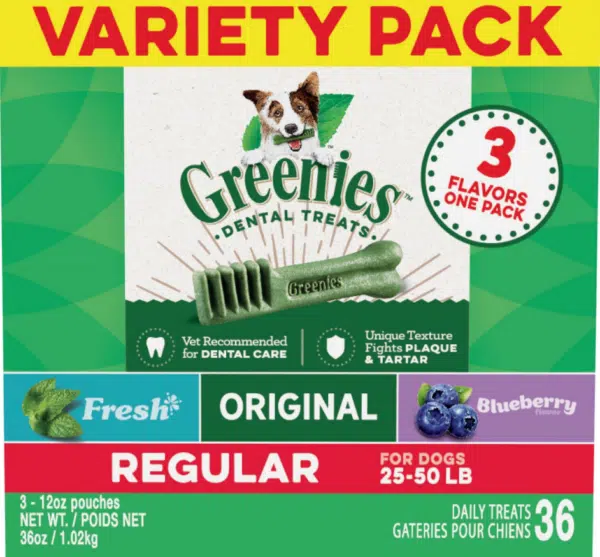 Greenies Regular Chews Flavored with Spearmint & Blueberry Dog Treat - 36 oz, 36 Count