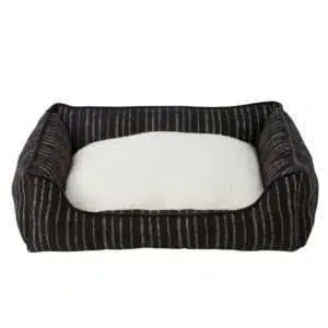 Top Paw Black and White Striped Cuddler Dog Bed, Size: 28"L x 22"W 7.5"H | Polyester PetSmart
