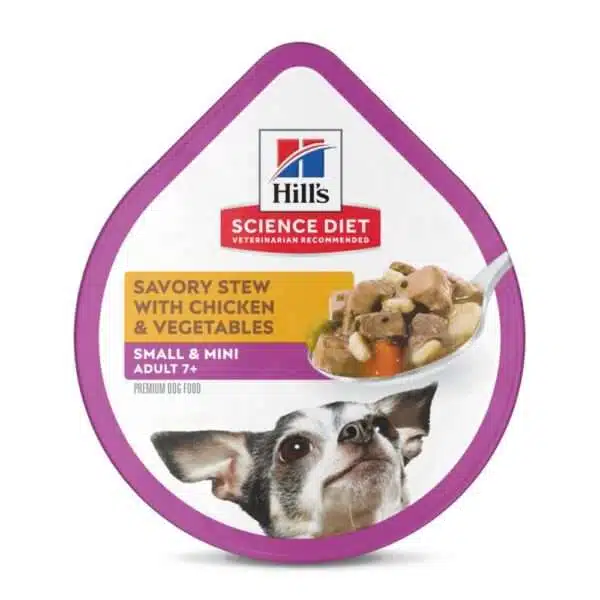 Hill's Science Diet Adult 7+ Small Paws Savory Stew with Chicken & Vegetables Dog Food Trays - 3.5 oz, case of 12