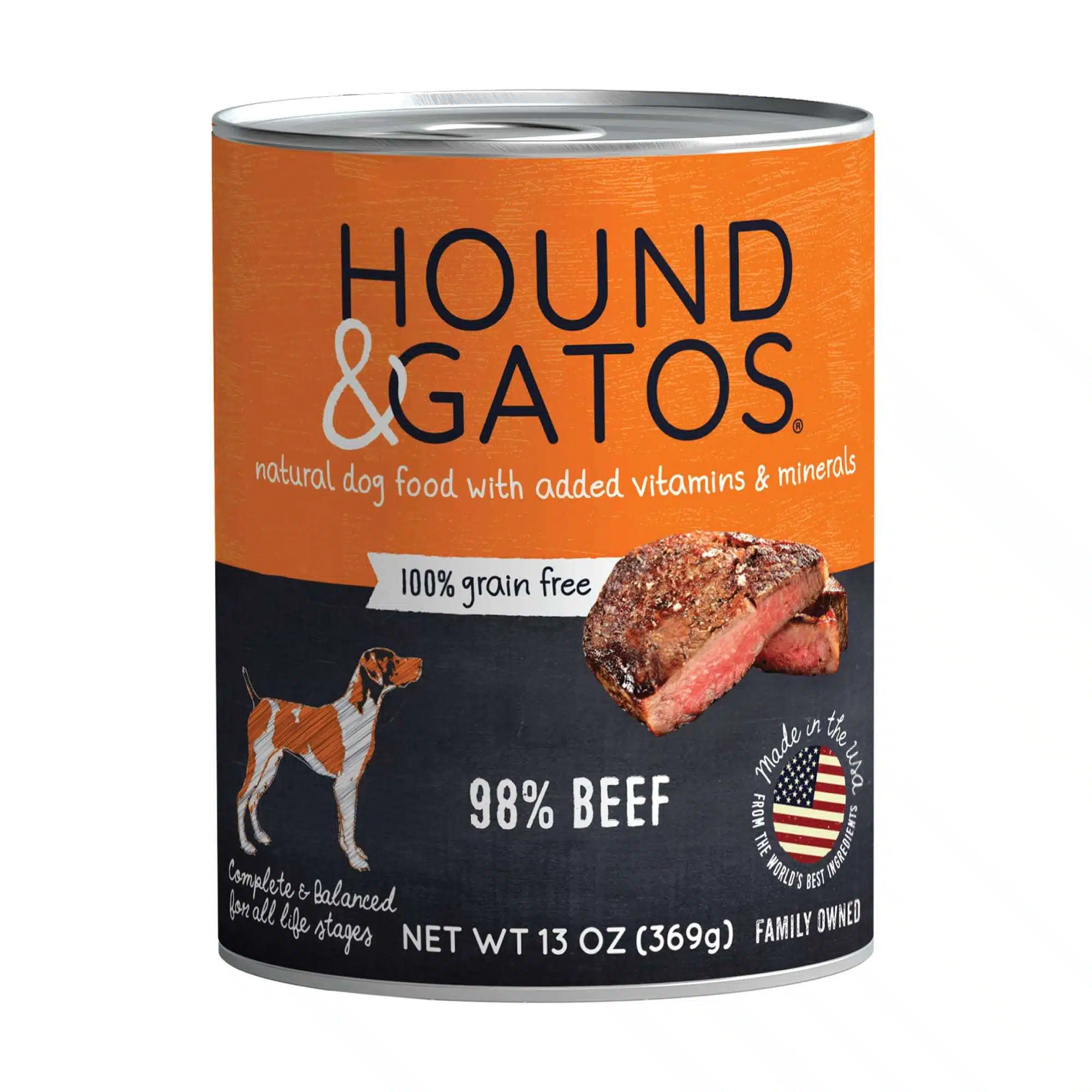 Hound & Gatos Grain Free, Beef Wet Dog Food, 13 oz., Case of 12, 12 X 13 OZ