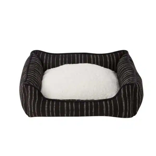 Top Paw Black and White Striped Cuddler Dog Bed, Size: 22"L x 18"W 6.5"H | Polyester PetSmart