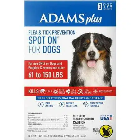 Adams Flea And Tick Prevention Spot On For Dogs 61 -150 lbs X-Large 3 Month Supply [Dog Flea & Tick Dips] 1 count