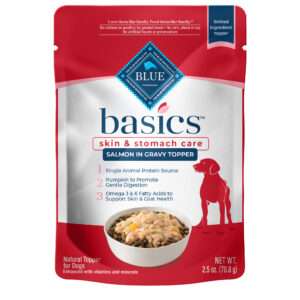 Blue Buffalo Blue Basics Skin & Stomach Care, Salmon in Gravy Natural Wet Dog Food Topper, 2.5 oz., Case of 24, 24 X 2.5 OZ