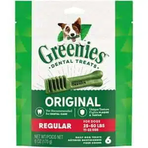GREENIES Original Regular Natural Dog Dental Care Chews Oral Health Dog Treats 6 oz. Pack (6 Treats)