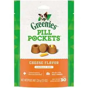 GREENIES PILL POCKETS for Dogs Capsule Size Natural Soft Dog Treats Cheese Flavor 7.9 oz. Pack (30 Treats)