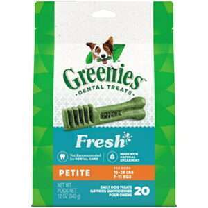 GREENIES Petite Natural Dog Dental Care Chews Oral Health Dog Treats Fresh Flavor 12 oz. Pack (20 Treats)