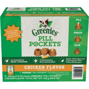 Greenies Pill Pockets Capsule-Size Natural Dog Treats Chicken Flavor (3 - 7.9 oz. Pouches)