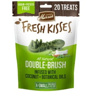 Merrick Fresh Kisses Dog Dental Chews For Extra Small Breeds Grain Free Dog Treats Coconut Botanical Oils 6.0 OZ Bag
