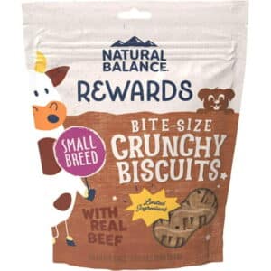 Natural Balance Rewards Crunchy Biscuits Bite-Size Treats for Small-Breed Dogs Made with Real Beef 8 Ounce Pouch