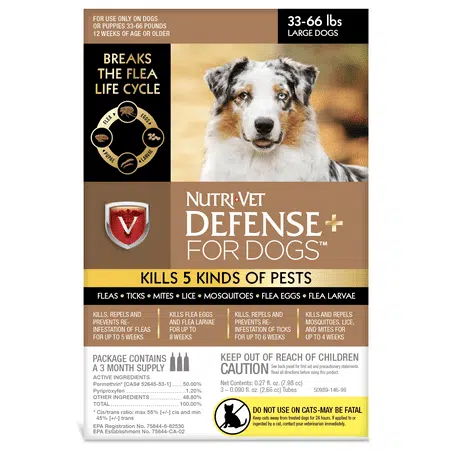Nutri-Vet K9 Defense Plus for Dogs Flea & Tick and More Large 33 pounds to 66 Pounds