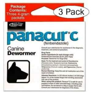 Panacur C Canine Dewormer Dogs 4 Gram Each Packet Treats 40 lbs (3 Packets) (Thrее Расk Red)