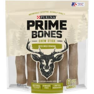 Purina Prime Bones Limited Ingredient Natural Large Dog Treats Chew Stick With Wild Venison 6 Ct. Pouch
